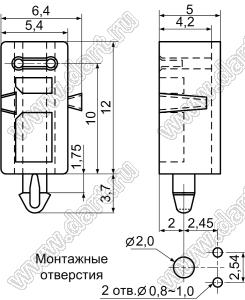 LEKH-6301 держатель светодиода на плату угловой; нейлон-66 (UL)