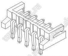 A2503-07AW (S7B-EH) вилка однорядная угловая на плату, шаг 2,5 мм, 7 контактов; шаг 2,50мм; 7-конт.