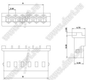 A2502-12Y (5264-12Y, MOLEX 50375123) корпус розетки однорядной на кабель; шаг 2,50мм; 12-конт.