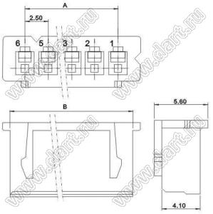 A2501-06Y (XHP-6, 2318HJ-06, HK-06, CHU-06)+wires 200 mm сборка кабельная с разъемом, шаг 2,5 мм, 6 контактов, с проводами длиной 200 мм; 6-конт.