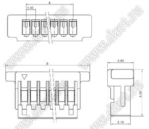 A1001-07Y (1.0-7Y, SHR-07V-S-B) корпус розетки на кабель; шаг 1,0мм; шаг 1,00мм; 7-конт.