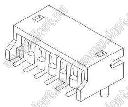 A1501-II-SMT-06AW (S6B-ZR-SM2-TF) вилка однорядная угловая SMD с направляющими в плату, шаг 1,5 мм, 6 контактов; шаг 1,5мм; 6-конт.