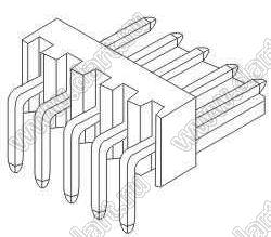 A2541(2510)-05AW (2217R-05, WF-5R) вилка левая однорядная угловая на плату, шаг 2,54 мм, 5 контактов; шаг 2,54мм; N=05