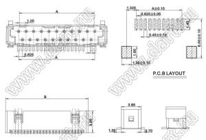 A1254-SMT-31A вилка двухрядная прямая SMD; шаг 1,25мм; 31-конт.