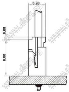 A2503-06A (B6B-EH-A) вилка однорядная прямая на плату, шаг 2,5 мм, 6 контактов; шаг 2,50мм; 6-конт.