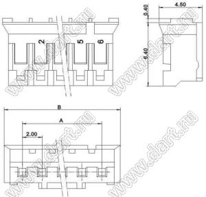 KR2001H-10P (A2001-10Y)-wire 50mm-KR2001H-10P (A2001-10Y) кабельная сборка, шаг 2,0 мм, 10 поз. 50 мм
