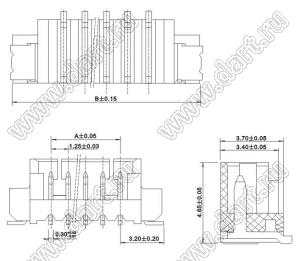 A1251-SMT-03A (PicoBlade™ MOLEX 53398-0371) вилка однорядная прямая SMD; шаг 1,25мм; 3-конт.