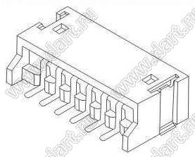 A1501-I-SMT-07AW (S7B-ZR-SM4A-TF) вилка однорядная угловая SMD; шаг 1,5мм; 7-конт.