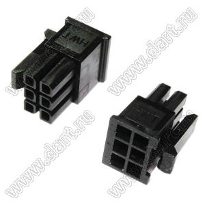 3000HF-2x03P-1 (Micro-Fit 3.0™ MOLEX 043025-0600, MF30-HFD1-06, 5560-06) колодка на кабель (розетка) двухрядная; шаг 3,0мм; 2x3-конт.