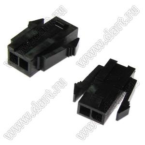 3000HM-2x01P-1 (Micro-Fit 3.0™ MOLEX 43020-0200, MF30-HMD1-02, 5561-02, MMF 2x1 F, MF3-2F, WW300-M2x1) колодка на кабель (вилка) двухрядная с защелками в панель; шаг 3,0мм; P 3,00мм; 2x1-конт.