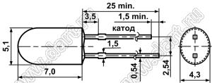 DY-5203SB01DC светодиод овальный; D=5мм