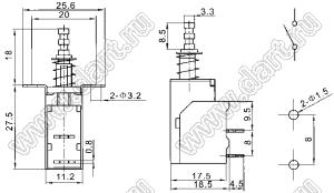 KDC-A04-W111 выключатель питания кнопочный 8A/128A 250V