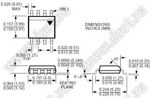 DS1721U/T&R (SOP-8) микросхема цифровой термометр и термостат; 1-каналов АЦП; 12бит; Tраб. -55...+125°C