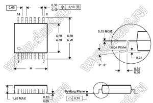 ADM3491ARUZ-1REEL (TSSOP-16) микросхема полнодуплексный приемопередатчик EIA RS-485, 840 мкА, 20 Мбит/с; Uпит.=3,0…3,6В; Tраб. -40...+85°C