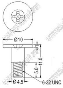 TGM632-10 винт амортизатора; 6-32UNC; A=10,0мм; B=5,0мм; C=4,5мм; E=5,0мм; сталь