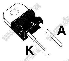 STPS15L25D (TO-220AC) диоды Шоттки; VRRM=25В; IFM=15А; VFM=0,46В; Tраб. -40…+150°C; маркировка STPS15L25D
