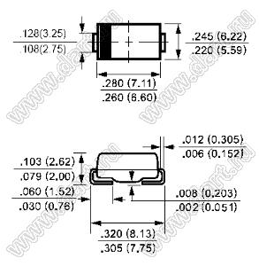 SMCJ36 (SMC/DO-214AB) диод защитный SMD однополярный; Vrwm=36,00В; Ipp=23,3А; 1500Вт