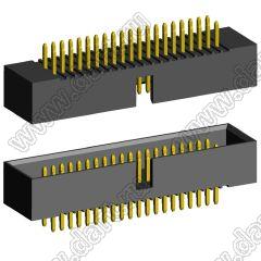 2516S-030 (BH1.27x2.54-30) вилка закрытая прямая; шаг 1,27x2,54мм; 2x15-конт.