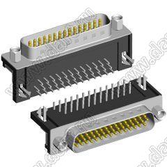 DS1038-xxX (5510-xxX, DHR-xxX) серия: вилки и розетки D-SUB угловые «высокой плотности» для пайки в плату