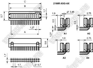 2198R-100G-A2 (3232-100R-2) вилка закрытая угловая для выводного монтажа; 2x50-конт.