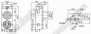 AV-MDC-401 блок гнезда RCA и мини-DIN 4 контакта