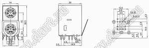 MDC2-6-50A блок 2-х экранированных гнезд мини-DIN угловой на плату, 2 по 6 контактов