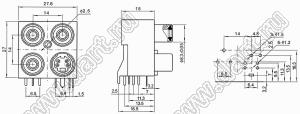 AV-MDC-423 блок 3-х гнезд RCA и мини-DIN 4 контакта