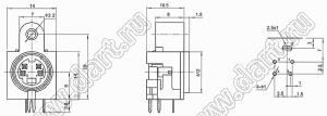 MDC-4-34 гнездо мини-DIN угловое на плату и корпус, 4 контакта