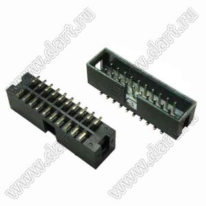 2316SM-20G (IDC-20M-SMD, BH-20SMD, DS1013-20MSX) вилка закрытая прямая на плату для поверхностного (SMD) монтажа; шаг=2,54x2,54мм; 2x10-конт.