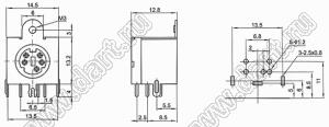 MDC-5-18 гнездо экранированное мини-DIN угловое на плату и корпус, 5 контактов