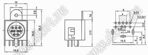 MDC-9-17 гнездо экранированное мини-DIN угловое на плату и корпус, 9 контактов