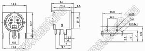 MDC-4-06 гнездо экранированное мини-DIN угловое на плату, 4 контакта