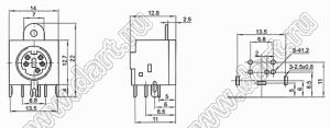 MDC-5-17 гнездо экранированное мини-DIN угловое на плату и корпус, 5 контактов