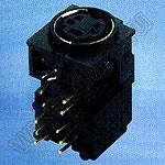MDCK-4-13 гнездо мини-DIN угловое на плату, 4 контакта с переключателем