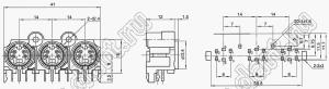 MDC3-4-13D блок 3-х гнезд мини-DIN угловой на плату и корпус, 3 по 4 контакта