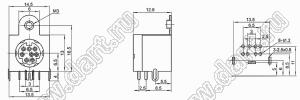 MDC-8-18 гнездо экранированное мини-DIN угловое на плату и корпус, 8 контактов