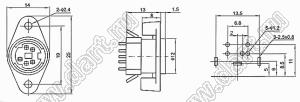 MDC-5-09 Розетка мини-DIN на корпус, 5 контактов