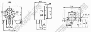 MDC-4-31 гнездо мини-DIN угловое на плату, 4 контакта