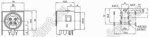 MPC-4-02 гнездо мини-DIN силовое угловое на плату, 4 контакта