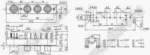 AV-MDC-425 блок 3-х гнезд RCA и мини-DIN 4 контакта