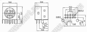 MDC-10-19 гнездо экранированное мини-DIN угловое на плату