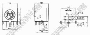 MDC-5-02 гнездо экранированное мини-DIN угловое на плату, 5 контактов