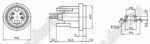 MDC-4-41 гнездо мини-DIN прямое на плату, 4 контакта