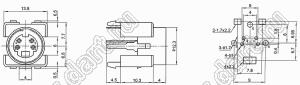 MDC-4-10 гнездо мини-DIN прямое на плату, 4 контакта