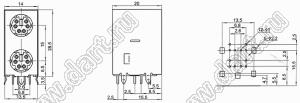 MDC2-6-50 блок 2-х экранированных гнезд мини-DIN угловой на плату, 2 по 6 контактов