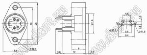 MDC-4-09 гнездо мини-DIN прямое на плату и корпус, 4 контакта