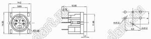 MDC-4-37 гнездо мини-DIN прямое на плату, 4 контакта