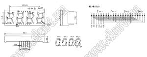 RL-F5610SABW/D15 (CC56-12SRWA) матрица светодиодная 4x7сегментов, 0,56", общий катод, цвет излучения красный (660нм), 5770мкд/сегмент; 0,56"; 4-разр.; 7-сегм.