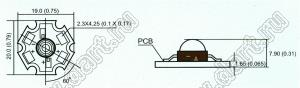 LB-P200G3C-H5 светодиод мощный 5W "Эмиттер" на плате "Звездочка"; зеленый 520-530нм; 120-170лм; 120град