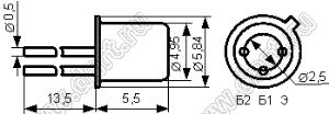 2N2907A (TO-18) транзистор биполярный; PNP; Uкэ=-60В; Iк=-0,6А; h21=50...300; F=200МГц